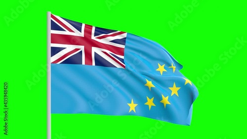 National Flag Of Tuvalu Waving In The Wind on Green Screen With Alpha Matte photo