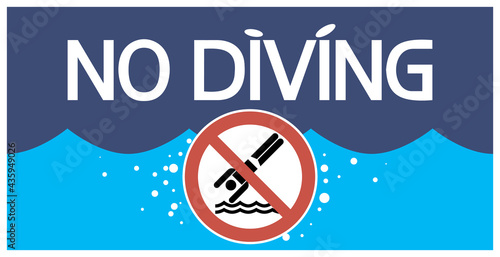 No diving.Poster. Illustrative graphic poster with text content, flat, multicolor.