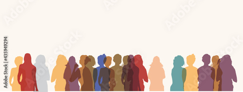 Silhouette vector of people in groups.