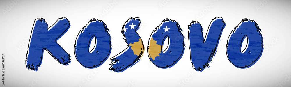 Kosovo Flag On Text Typography Country Name Banner Strip Creative Kosovo Flag On Text Typography Country Name Banner Strip Creative