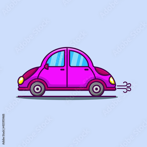 cartoon cute car icon in pink illustration