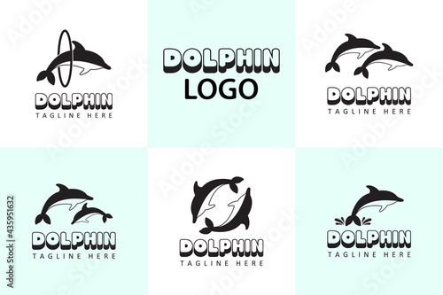 Fototapeta Naklejka Na Ścianę i Meble -  dolphin logo template design vector bundle