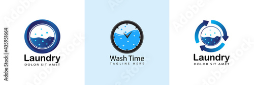 modern round arrow laundry logo template design in isolated background
