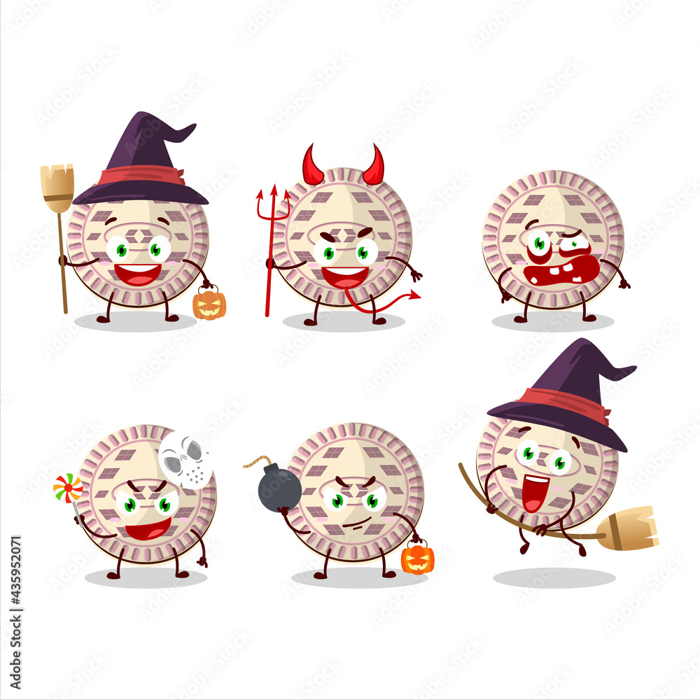 Halloween expression emoticons with cartoon character of vanilla biscuit Halloween expression emoticons with cartoon character of vanilla biscuit