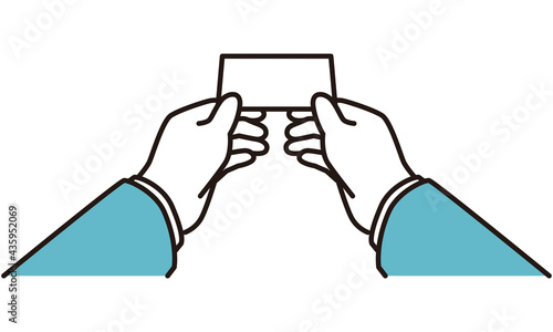 シンプル　イラスト　名刺交換をするビジネスマン