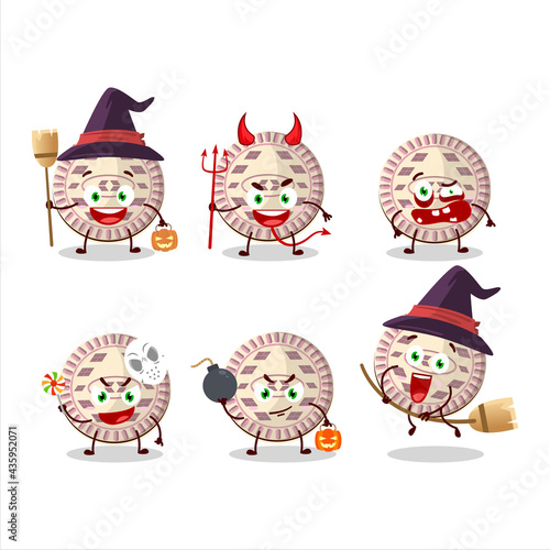 Halloween expression emoticons with cartoon character of vanilla biscuit