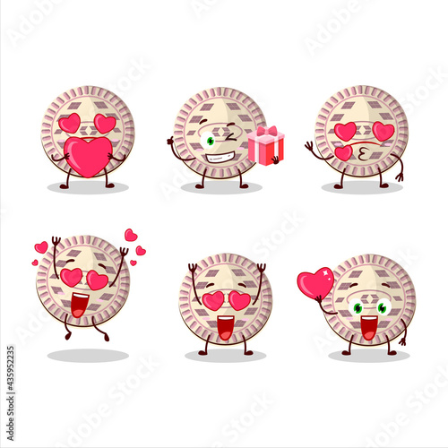 Vanilla biscuit cartoon character with love cute emoticon