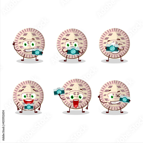 Photographer profession emoticon with vanilla biscuit cartoon character