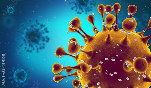 Pathogenic Covid-19 Virus disease outbreak. 3D illustration  3D rendering