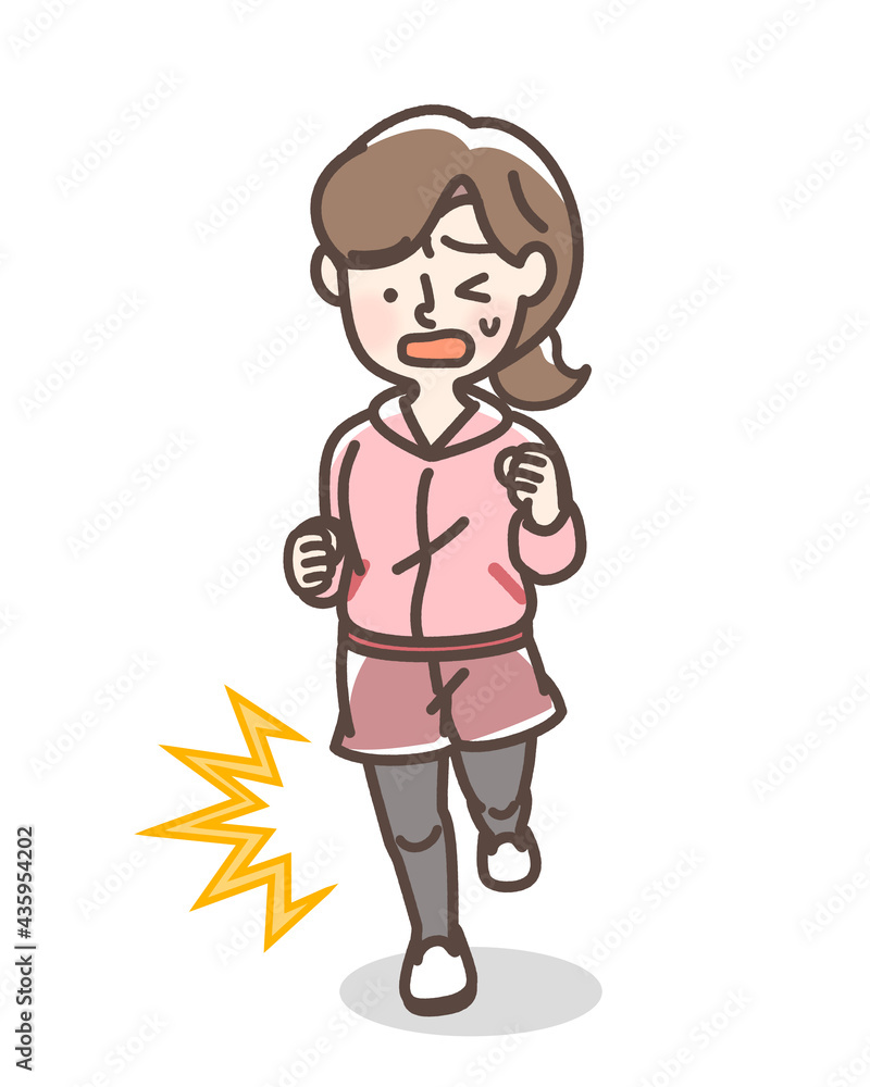 ジョギングで足を痛める女性