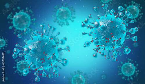 Pathogenic Covid-19 Virus disease outbreak. 3D illustration, 3D rendering 