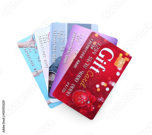 Gift cards on white background