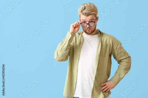 Young man wearing eyeglasse...