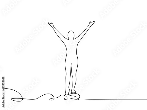 Continuous line of happy pe...