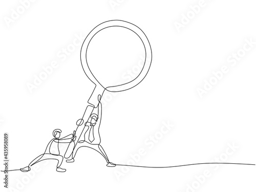 Continuous line of two busi...