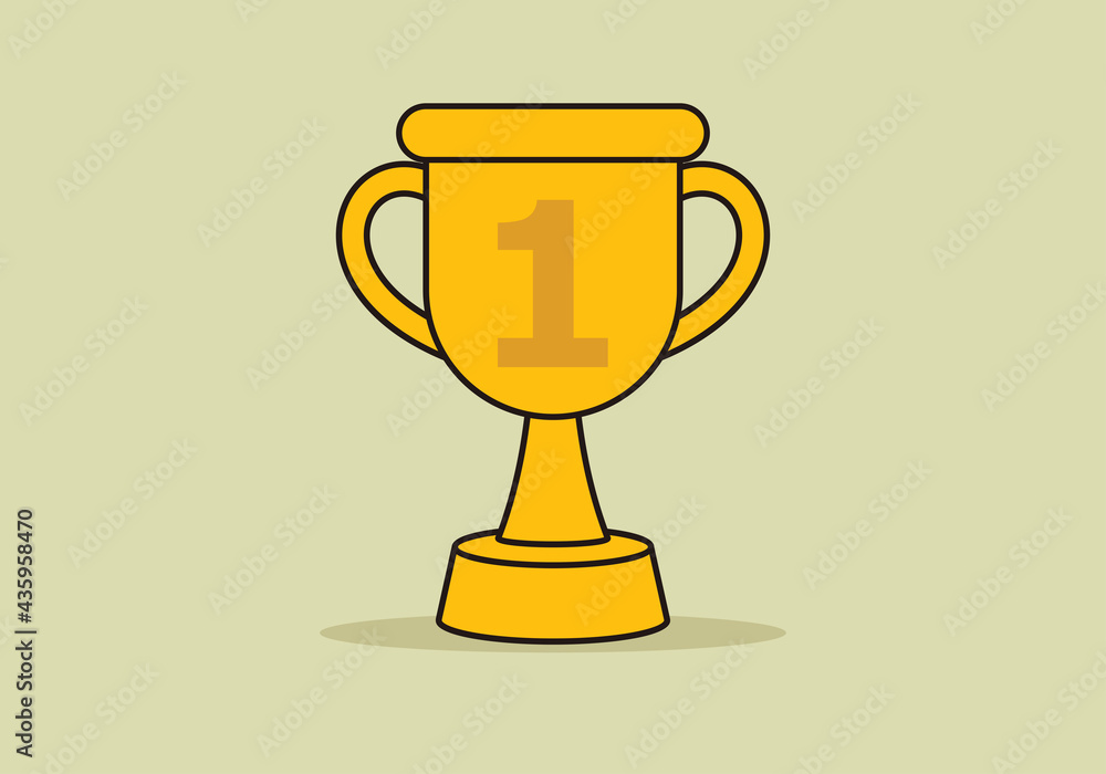 Winning trophy icon. golden trophy illustration design in flat style. vector illustration Winning trophy icon. golden trophy illustration design in flat style. vector illustration