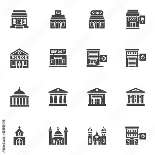 Buildings architecture vector icons set © alekseyvanin