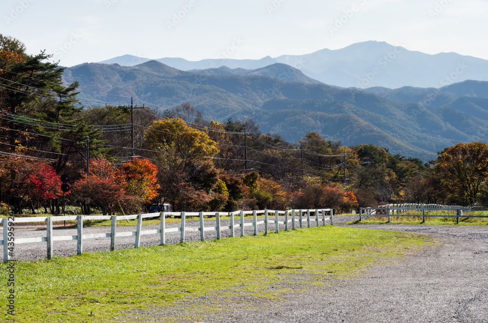 Autumn scenery at Seisenryo, historic hotel and retreat center in Yatsugatake mountains - Yamanashi prefecture, Japan
