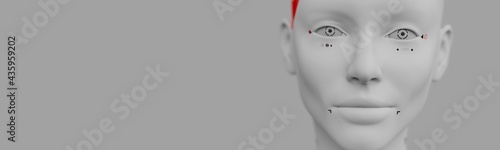 portraits of a female robot on a neutral background concept of robotics and artificial intelligence