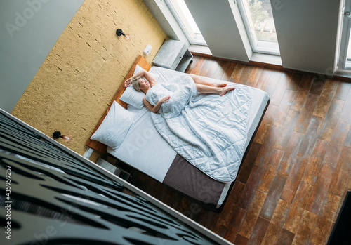 Sleeping woman in hotel 