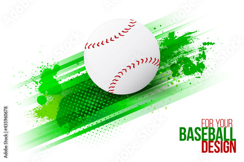 Abstract grungy background with stripes and baseball ball