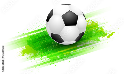 Abstract green grungy background and football soccer ball