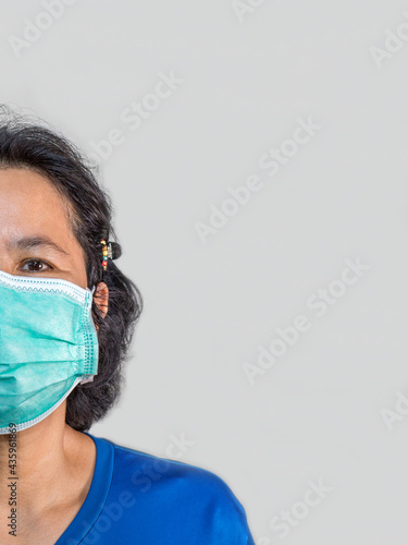 A woman wearing a surgical mask to prevent disease