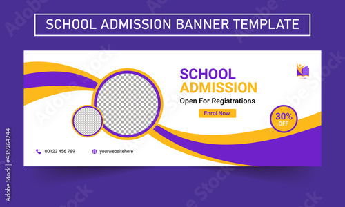 Kids school education admission web banner template. School education admission social media post and web banner template.