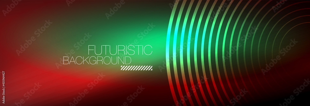 Dark abstract background with glowing neon circles. Trendy layout template for business or technology presentation, internet poster or web brochure cover, wallpaper Dark abstract background with glowing neon circles. Trendy layout template for business or technology presentation, internet poster or web brochure cover, wallpaper