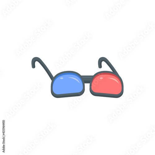 glasses icon with red and blue lenses for 3 D movies