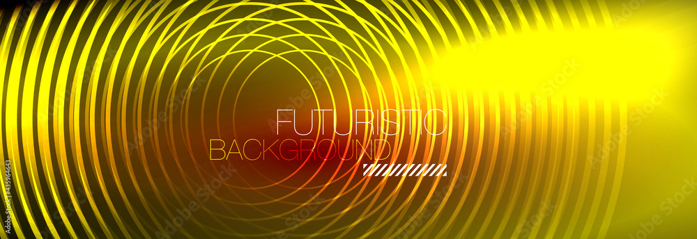 Dark abstract background with glowing neon circles. Trendy layout template for business or technology presentation, internet poster or web brochure cover, wallpaper Dark abstract background with glowing neon circles. Trendy layout template for business or technology presentation, internet poster or web brochure cover, wallpaper