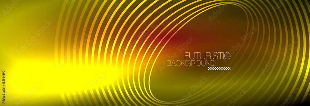 Dark abstract background with glowing neon circles. Trendy layout template for business or technology presentation, internet poster or web brochure cover, wallpaper Dark abstract background with glowing neon circles. Trendy layout template for business or technology presentation, internet poster or web brochure cover, wallpaper