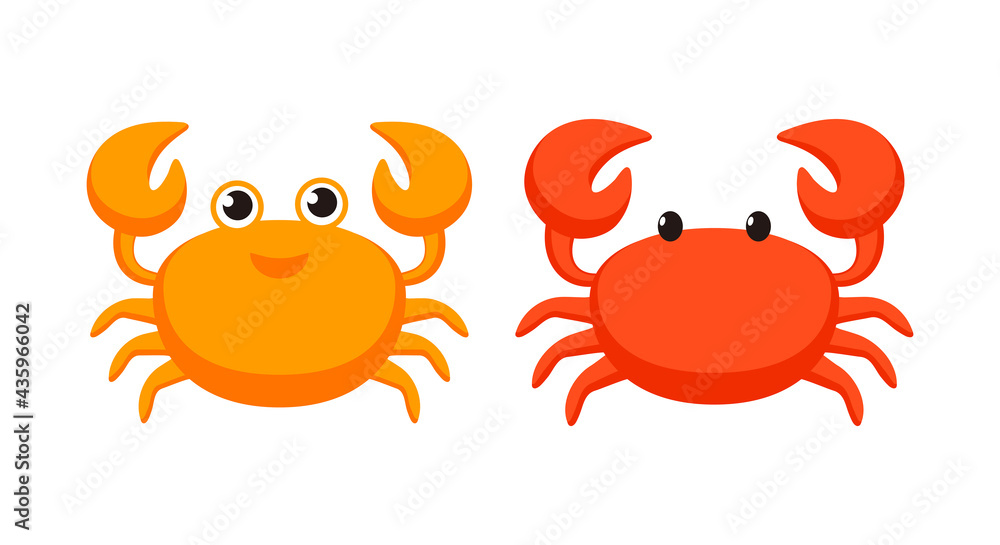 cartoon crab with claws, aquatic animal, seafood and marine cuisine vector icon - obrazy, fototapety, plakaty 