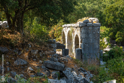 Ruins of the ancient city of Termessos without tourists near Antalya, Turkey photo