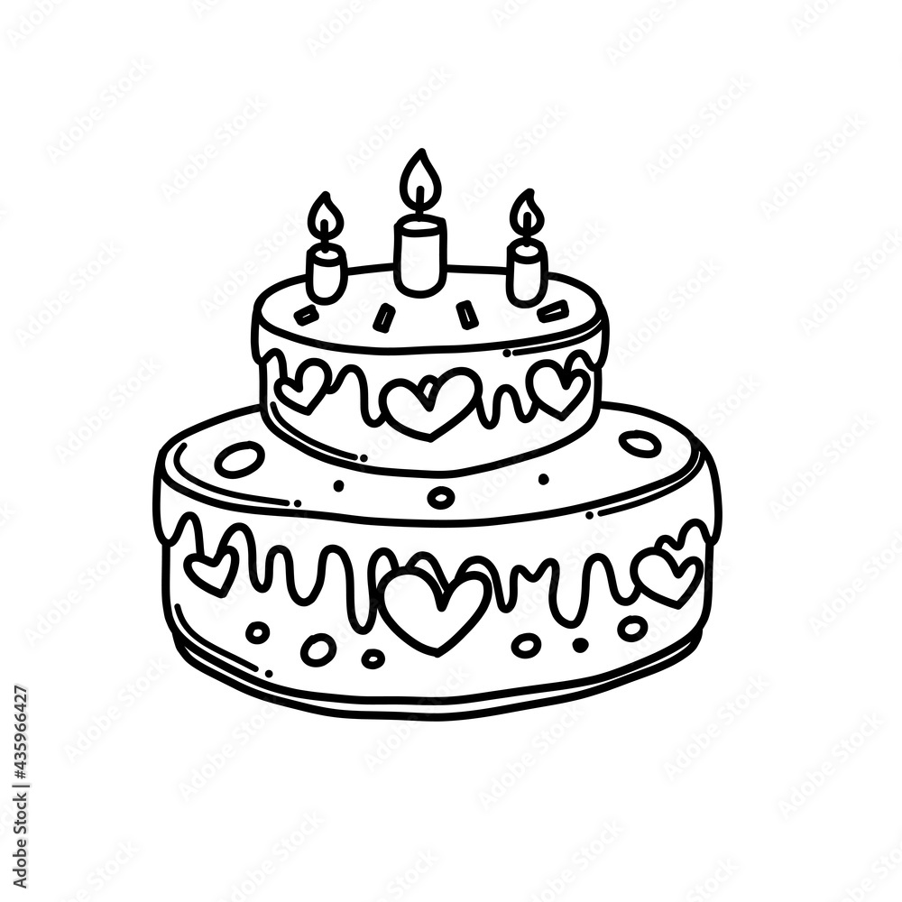 Cake Doodle vector icon. Drawing sketch illustration hand drawn cartoon line eps10 Cake Doodle vector icon. Drawing sketch illustration hand drawn cartoon line eps10
