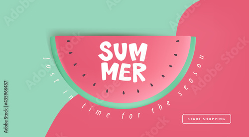 Summer sale layout poster banner background with watermelon