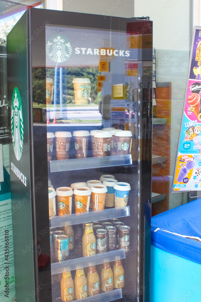 Antalya, Turkey May 11, 2021 Starbucks Self service coffee machine