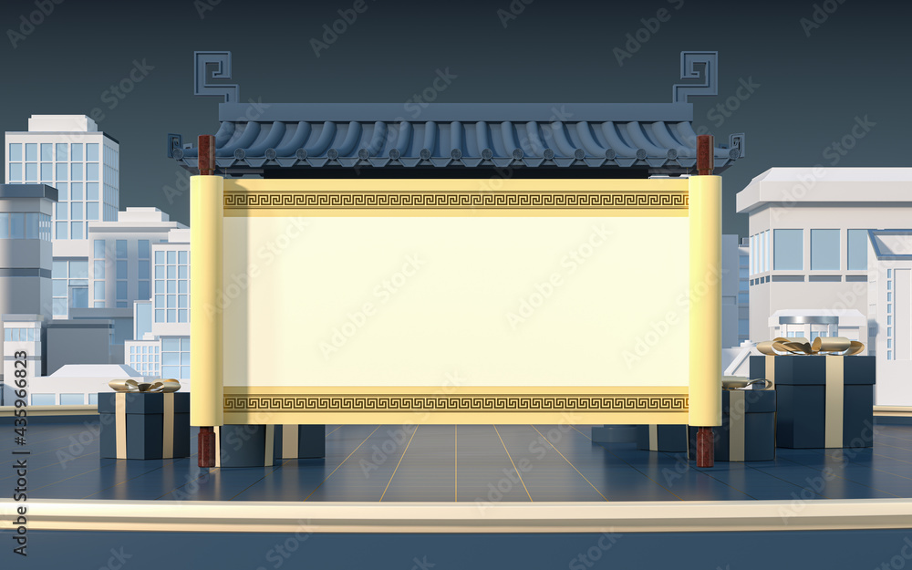 White blank with Chinese style background, 3d rendering. White blank with Chinese style background, 3d rendering.