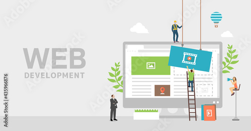 Web development concept  vector banner illustration