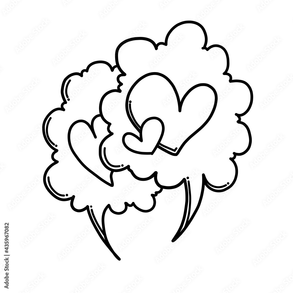 Speech bubble with heart Doodle vector icon. Drawing sketch illustration hand drawn cartoon line eps10 Speech bubble with heart Doodle vector icon. Drawing sketch illustration hand drawn cartoon line eps10