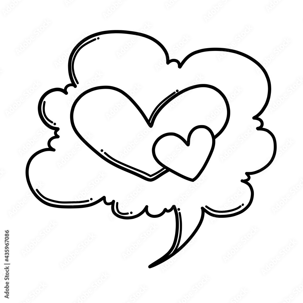 Speech bubble with heart Doodle vector icon. Drawing sketch illustration hand drawn cartoon line eps10 Speech bubble with heart Doodle vector icon. Drawing sketch illustration hand drawn cartoon line eps10