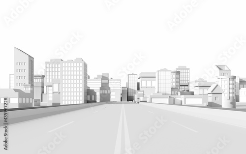 Urban road and digital city model, 3d rendering.
