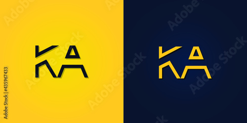 Minimalist Abstract Initial letter KA logo. This logo incorporates abstract letters in a creative way. It will be suitable for which company or brand name starts those initial. photo