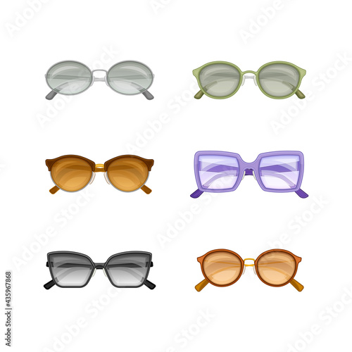 Shaped Sunglasses or Shades as Protective Eyewear Vector Set