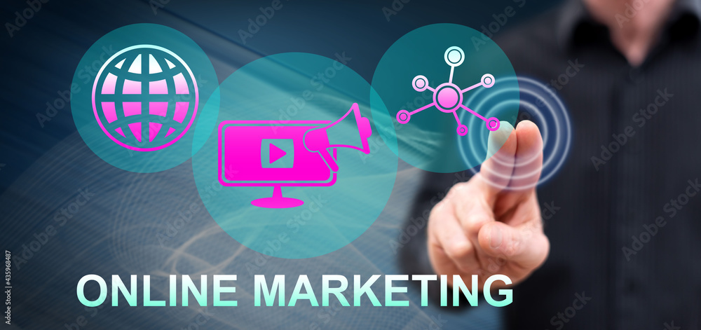 Man touching an online marketing concept Man touching an online marketing concept
