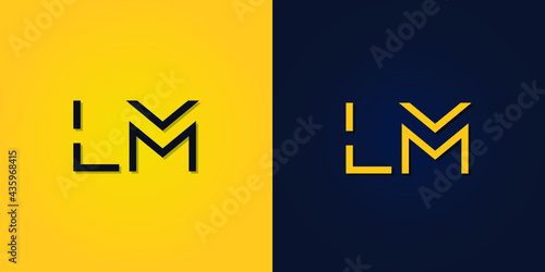 Minimalist Abstract Initial letter LM logo. This logo incorporates abstract letters in a creative way. It will be suitable for which company or brand name starts those initial.