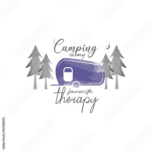 Camping is my favorite therapy lettering typography