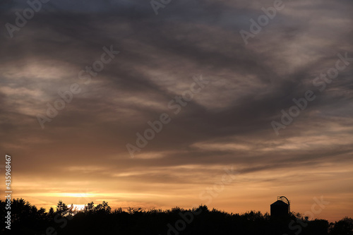                      Farm at sunset   