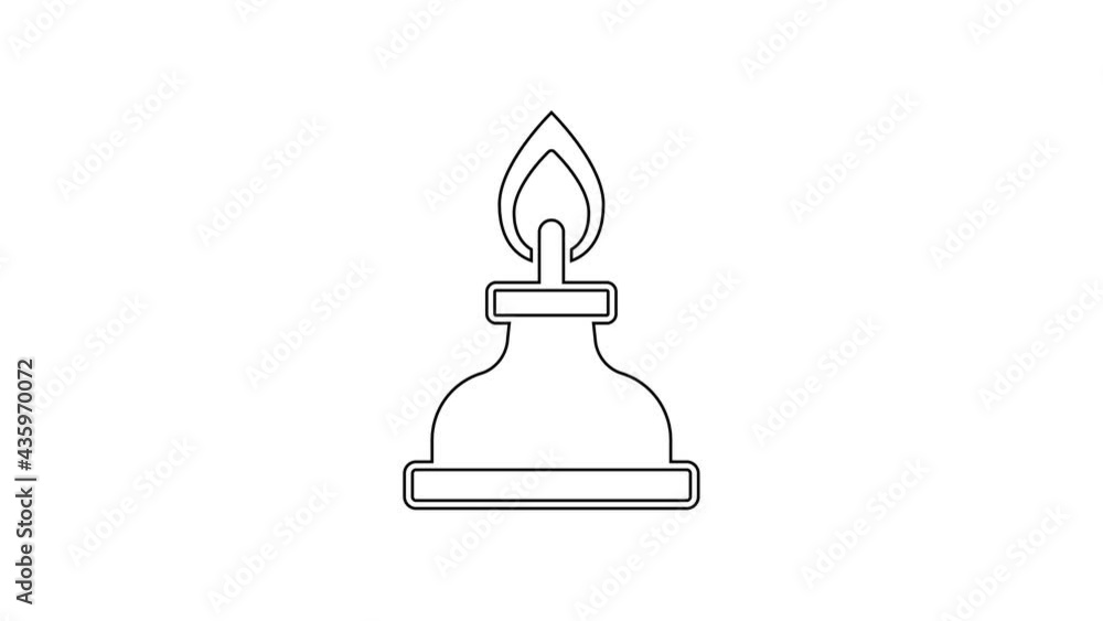 Black line Alcohol or spirit burner icon isolated on white background. Chemical equipment. 4K Video motion graphic animation Black line Alcohol or spirit burner icon isolated on white background. Chemical equipment. 4K Video motion graphic animation
