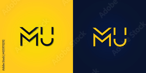 Minimalist Abstract Initial letter MU logo. This logo incorporates abstract letters in a creative way. It will be suitable for which company or brand name starts those initial.